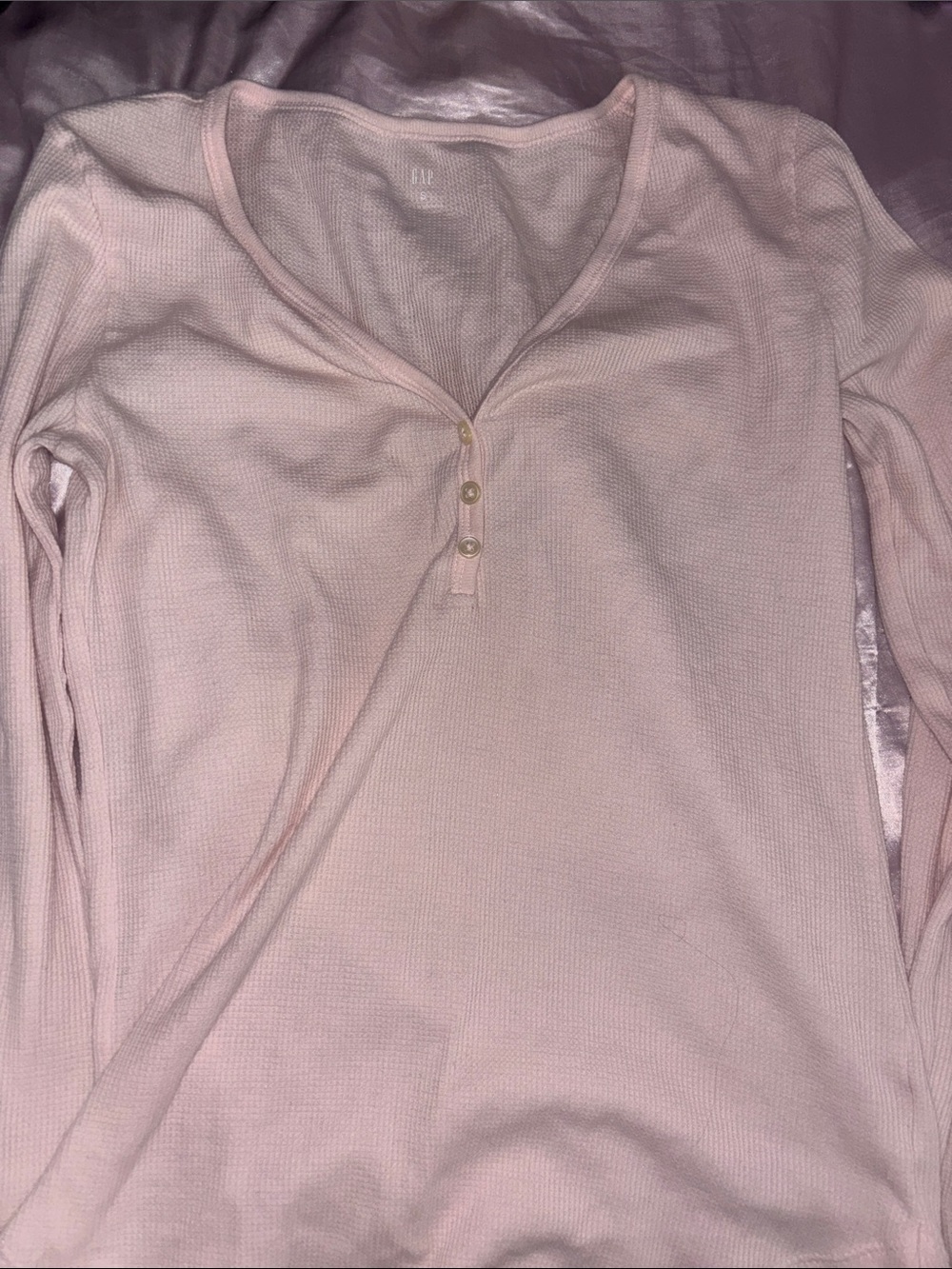 GAP Pale Pink Long-Sleeve Waffle Henley